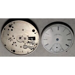 Elgin pocket watch movement parts dial and case + 1 more for parts or crafts